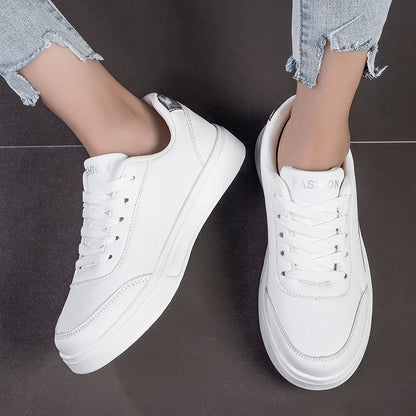 White shoes for women, white board shoes, anti slip flat bottom