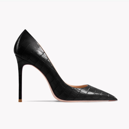 Early Autumn New Pointy High Heel Shoes Women's Thin Heel Shallow Patent Leather Single Shoes French Texture Large Green Shoes