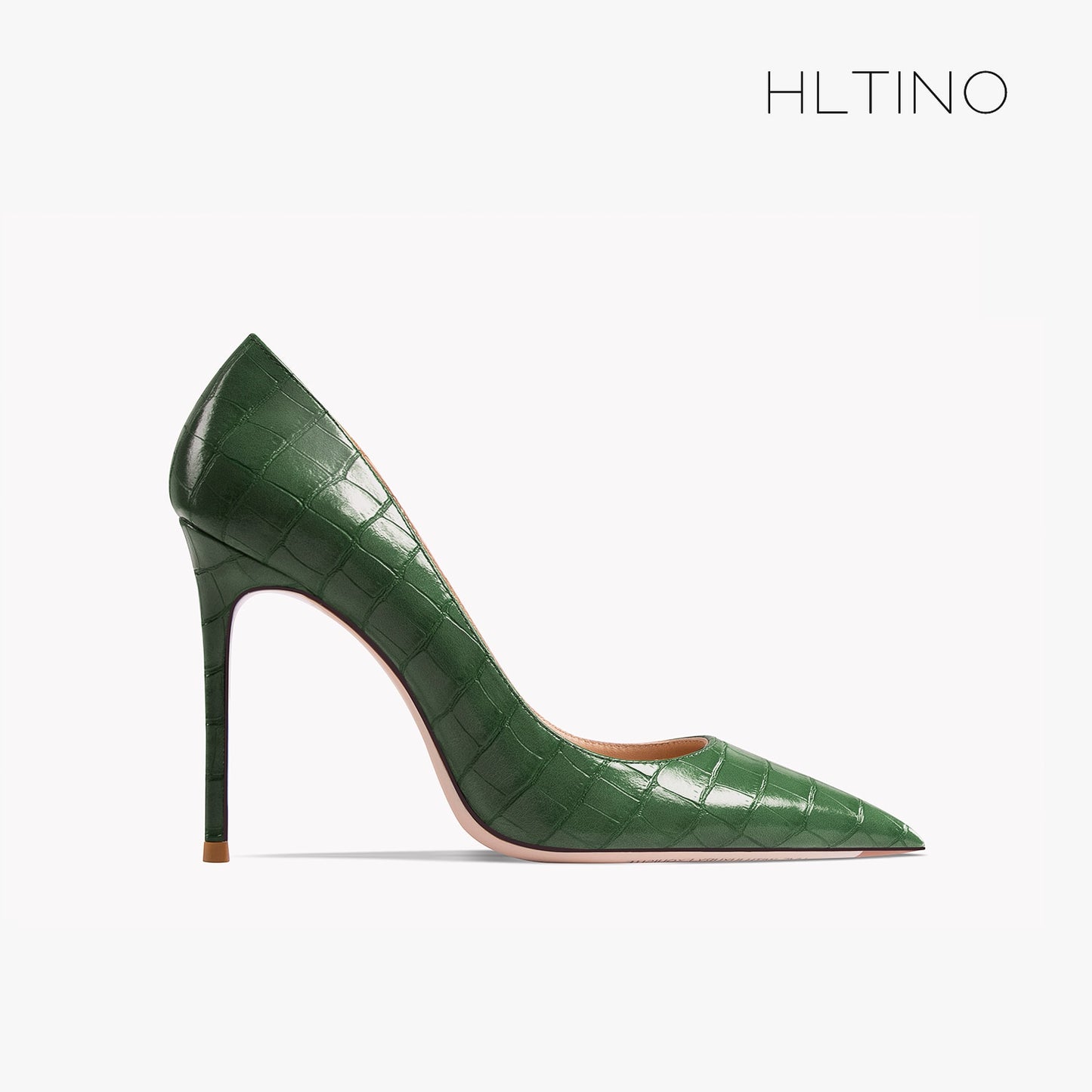 Early Autumn New Pointy High Heel Shoes Women's Thin Heel Shallow Patent Leather Single Shoes French Texture Large Green Shoes