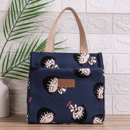 Lunch box bag with aluminum foil thickened lunch bag for work, Japanese handbag, canvas handbag, insulated bag