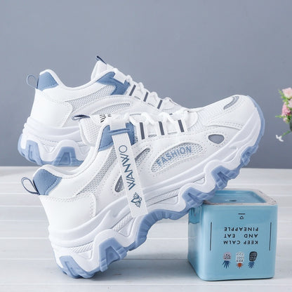 Student sports shoes, women's trendy height increasing mesh casual shoes