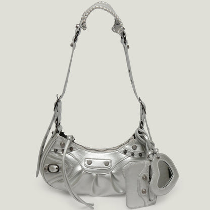 New Heavy Industry Rivet Motorcycle Bag 3 In 1 Crescent Bag With The Same Armpit Bag Shoulder Messenger Bag