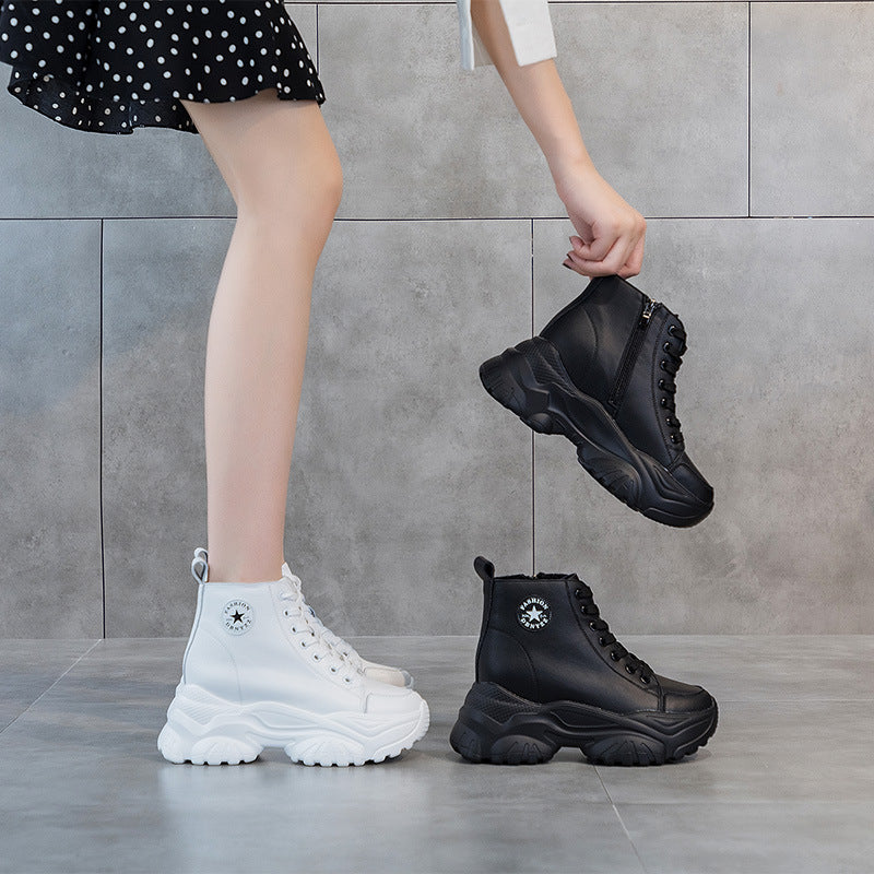 All-Match Small Size Small White Shoes Ins Trend Spring And Autumn Inner Heightening Shoes Women's Thick Bottom Sports Casual Shoes