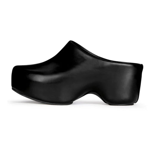 Runway Platform Mules Shoes Women Office Lady Leisure Half Slippers Luxury Designer Thick Bottom Flat Shoes Large