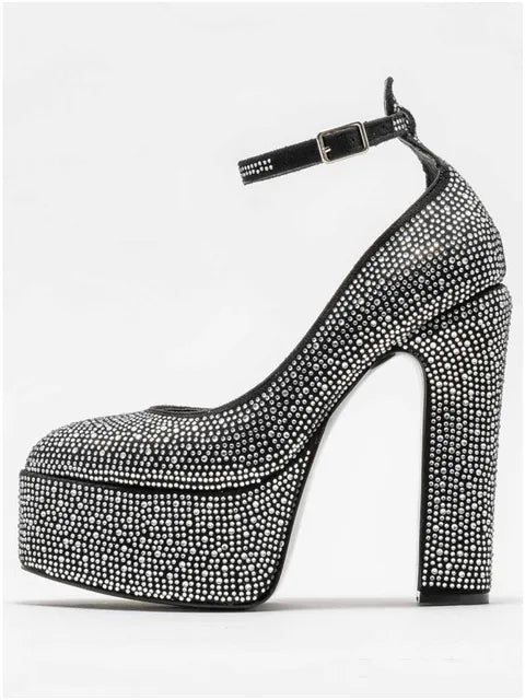 Women's Spring and Summer New Super High Heel Thick Soled Women's Shoes Fashion Rhinestone Wedding Party Party Women's Shoes