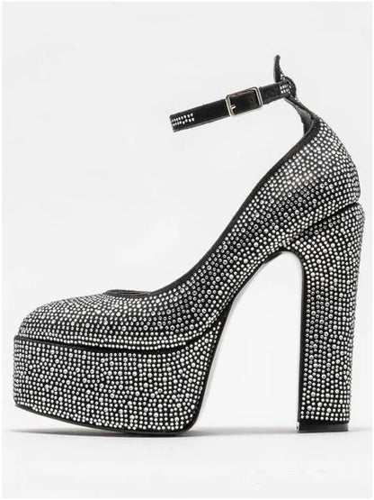 Women's Spring and Summer New Super High Heel Thick Soled Women's Shoes Fashion Rhinestone Wedding Party Party Women's Shoes