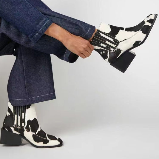 Women Chelsea Boots Autumn Winter Classic Style Women Ankle Boots Concise Warm Shoes Horse Hairs Basic Shoes