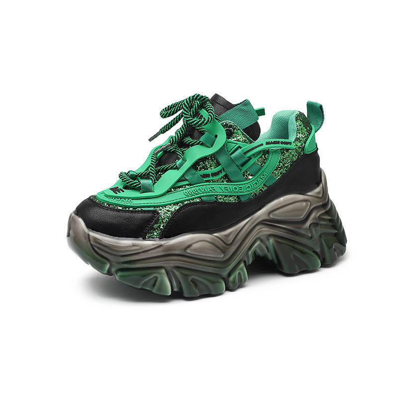 Inner Heightening Rubber Shoes Women's Thick-Soled Spring New All-Match Sports Shoes