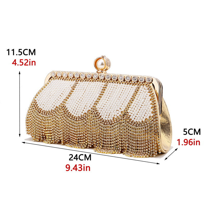 New Fringed Evening Bag Ladies High End Dress Evening Bag Diamond Portable Banquet All Match Bag