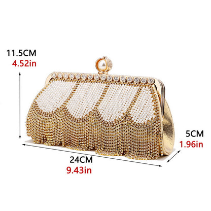 New Fringed Evening Bag Ladies High End Dress Evening Bag Diamond Portable Banquet All Match Bag
