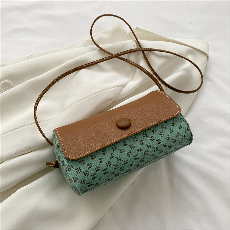 French Casual Boston Bag Women's Spring And Summer New Texture Messenger Bag Cylinder Bag Girl Plaid Bag
