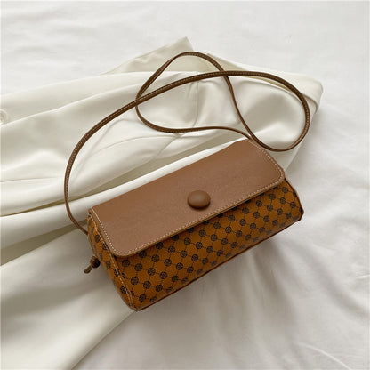 French Casual Boston Bag Women's Spring And Summer New Texture Messenger Bag Cylinder Bag Girl Plaid Bag