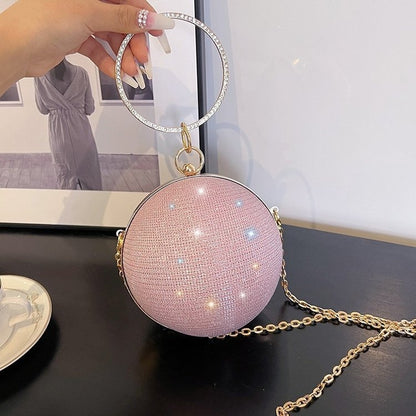 Personalized Design Spherical Bag Women Bag Fashion Portable Small Round Bag Diamond Starry One Shoulder Evening Bag