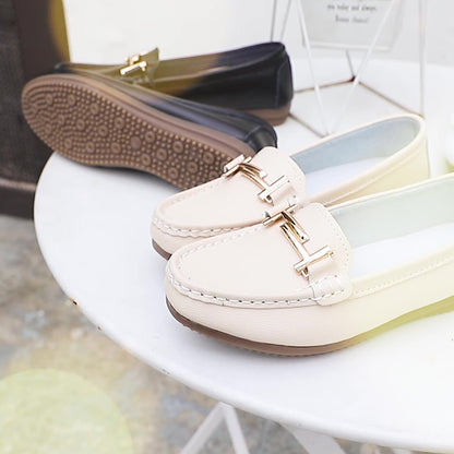 New Single Shoes In Spring And Autumn Women's Korean Flat Mother Shoes Cowhide Small Leather Shoes