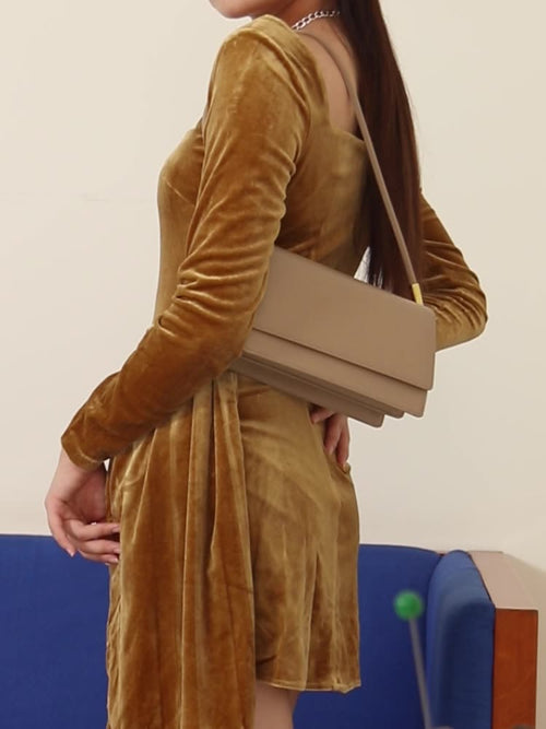 Leather women's bag temperament trend armpit bag retro shoulder handbag fashion simple organ bag