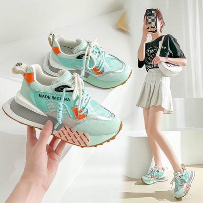 Women's Mesh Breathable Summer New All-Match Leather Forrest Shoes Thick-Soled Sports Casual Shoes