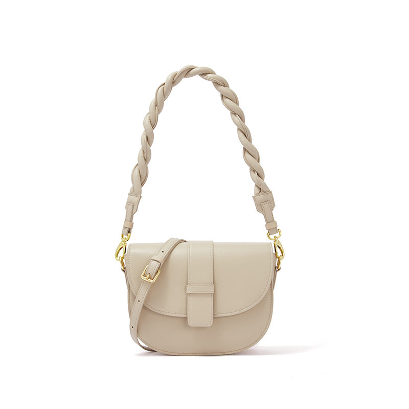 Women's new trend semi-circle leather bag underarm small round bag shoulder messenger bag
