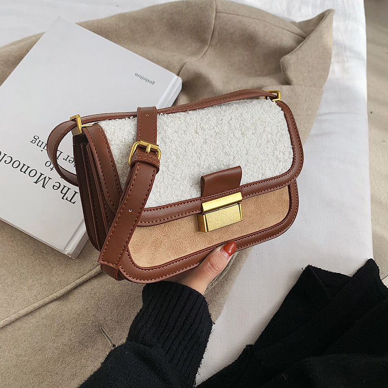 Fashion Ladies Small Square Bag New Simple Bag Female Trend Stitching Shoulder Messenger Bag
