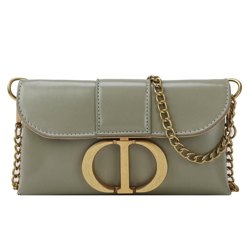 New Retro Metal Buckle Temperament Women's Bag Single Shoulder Crossbody Bag Metal Chain Small Square Bag