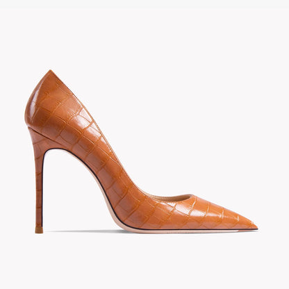 Early Autumn New Pointy High Heel Shoes Women's Thin Heel Shallow Patent Leather Single Shoes French Texture Large Green Shoes