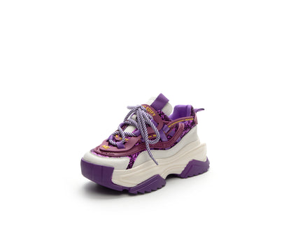 Leather Women's Ins Trendy Shoes Thick Bottom Spring New Heightening Casual Sports Shoes