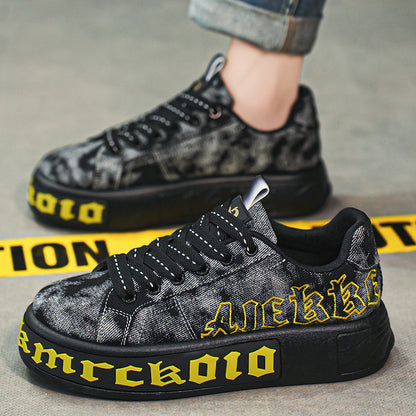Board shoes men's thick soled white shoes fashion trend shoes camouflage Korean version low cut men's shoes youth sports and leisure shoes trend