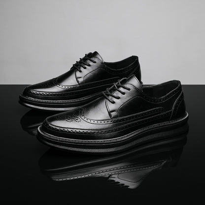 Brogue Men's Shoes British Style Breathable Retro Leather Business Thick Sole White Casual Shoes