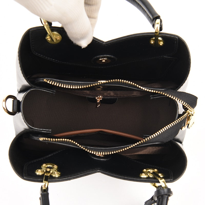 New PU Leather Messenger Bag Ladies Brand Stitching Designer Bag Large Capacity Handbag Exquisite Pendant Shoulder Bag