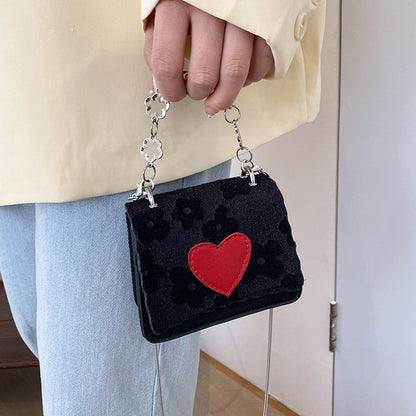 Summer Texture Small Bag Women's New Trendy Simple Love Messenger Bag Fashion Mini Bag Small Square Bag