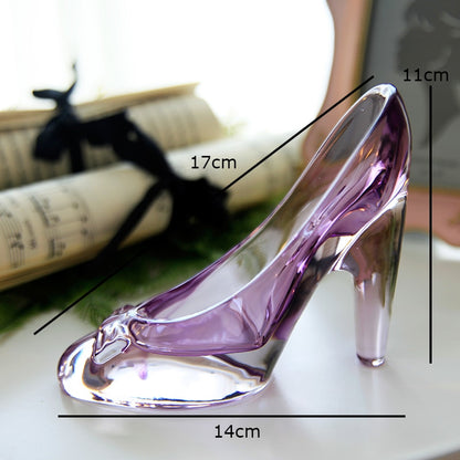 Crystal shoes glass slipper birthday gift home decor Cinderella High-heeled shoes Wedding shoes figurines miniatures ornament