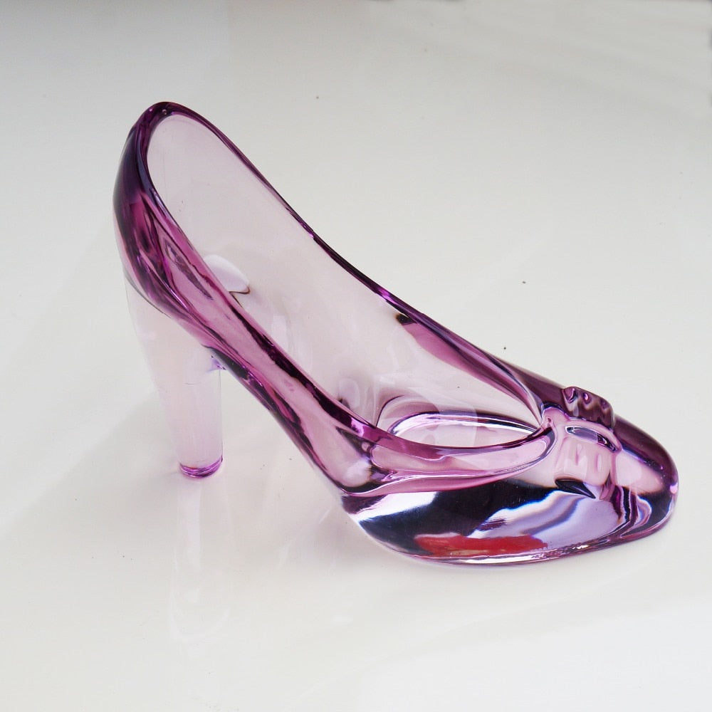 Crystal shoes glass slipper birthday gift home decor Cinderella High-heeled shoes Wedding shoes figurines miniatures ornament