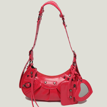 New Heavy Industry Rivet Motorcycle Bag 3 In 1 Crescent Bag With The Same Armpit Bag Shoulder Messenger Bag