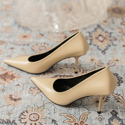 New Green Stiletto Pointed Toe Shallow Mouth Fashion Shoes Design Sense OL Professional Shoes