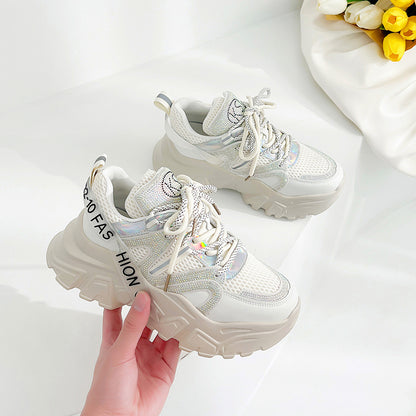 New Deodorant Thick Soled Women's Summer Height ncreasing Platform Shoes Leather Casual Sports Shoes