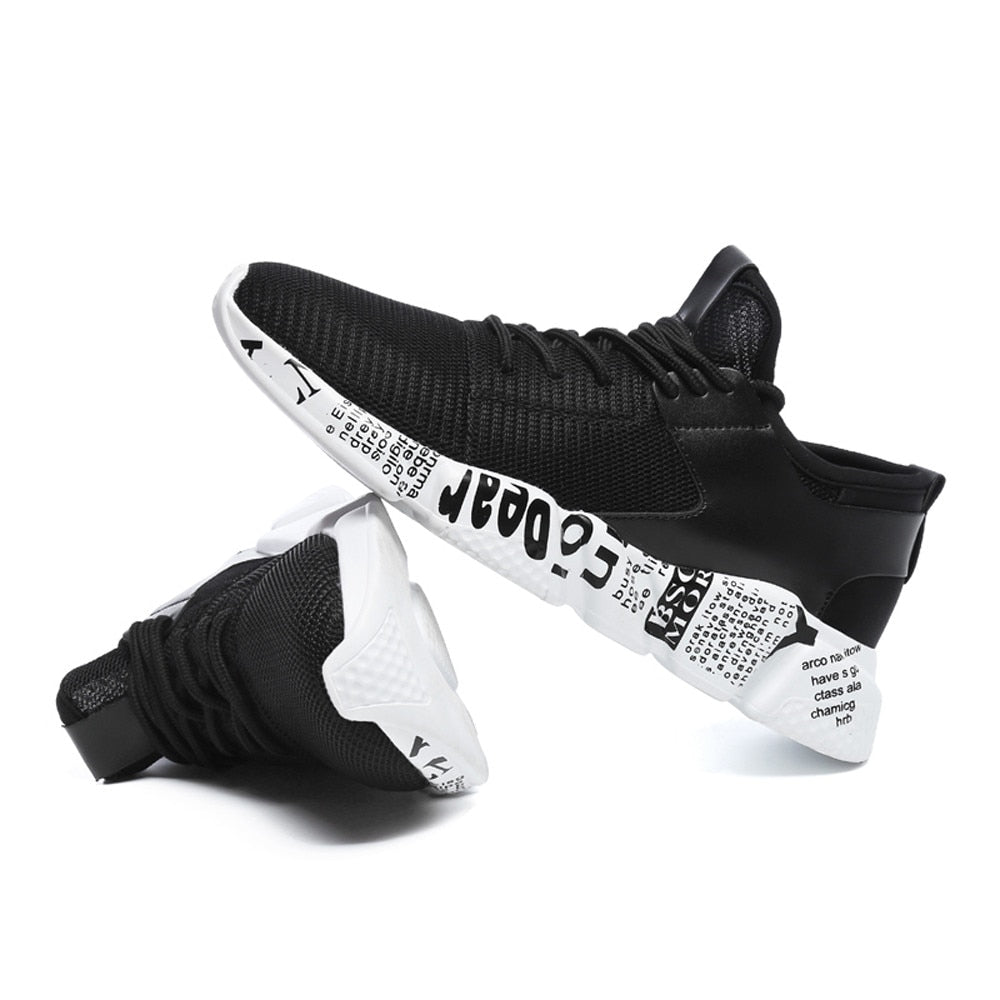 Mesh Breathable Casual Shoes Male Laces Sneakers Unisex Couple Running Shoes Solid Color Ccushioning