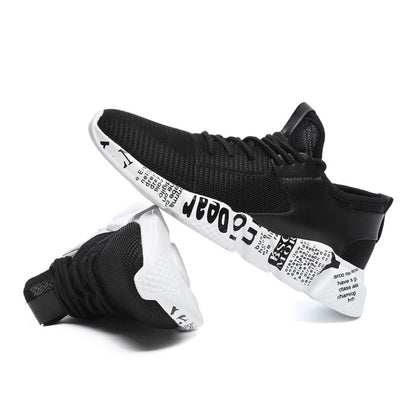 Mesh Breathable Casual Shoes Male Laces Sneakers Unisex Couple Running Shoes Solid Color Ccushioning
