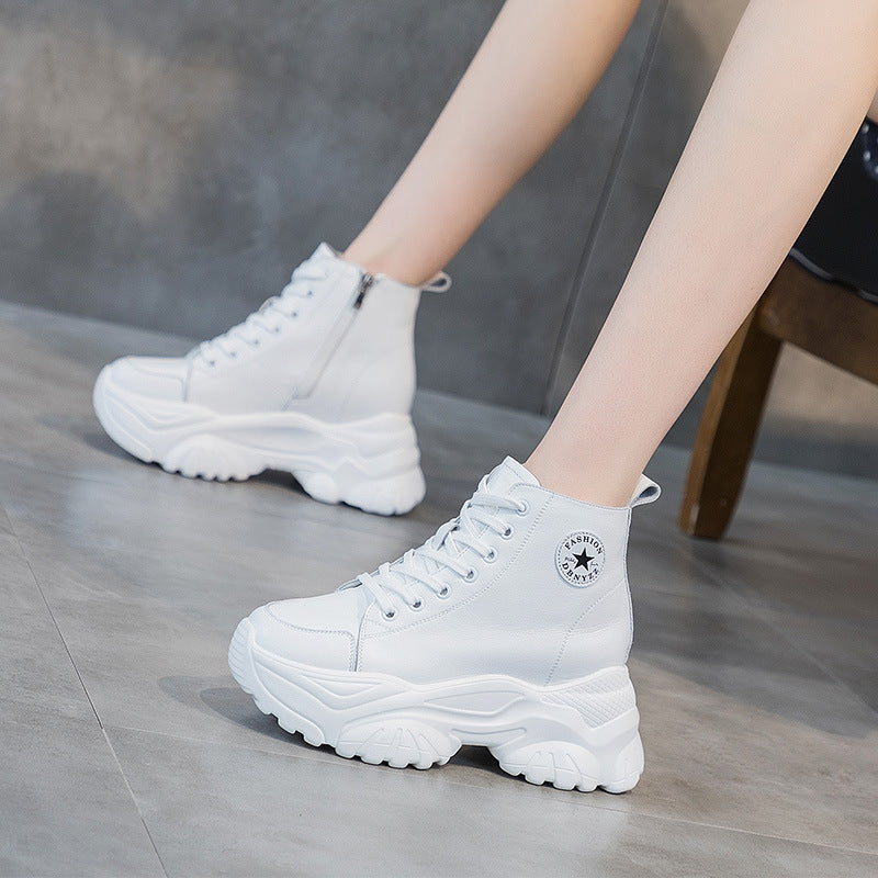 All-Match Small Size Small White Shoes Ins Trend Spring And Autumn Inner Heightening Shoes Women's Thick Bottom Sports Casual Shoes