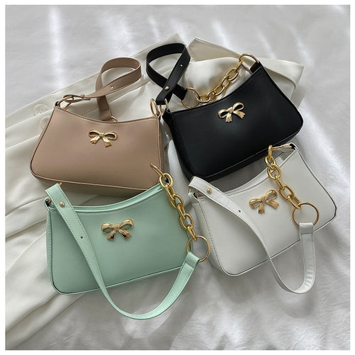 Texture Ladies Messenger Bag Women's New Trendy Bow Girl Small Square Bag Western Style Shoulder Bag