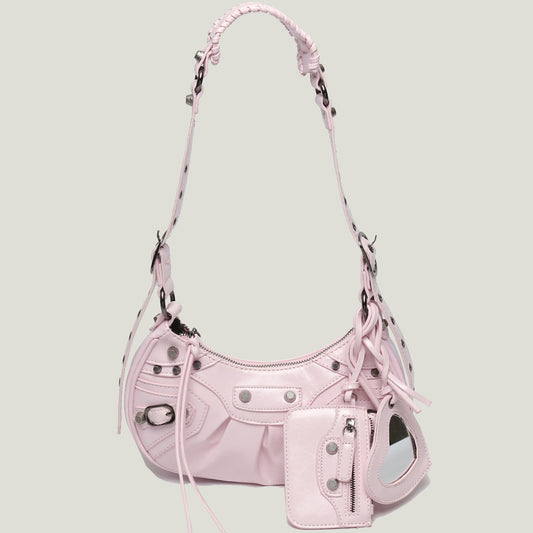New Heavy Industry Rivet Motorcycle Bag 3 In 1 Crescent Bag With The Same Armpit Bag Shoulder Messenger Bag