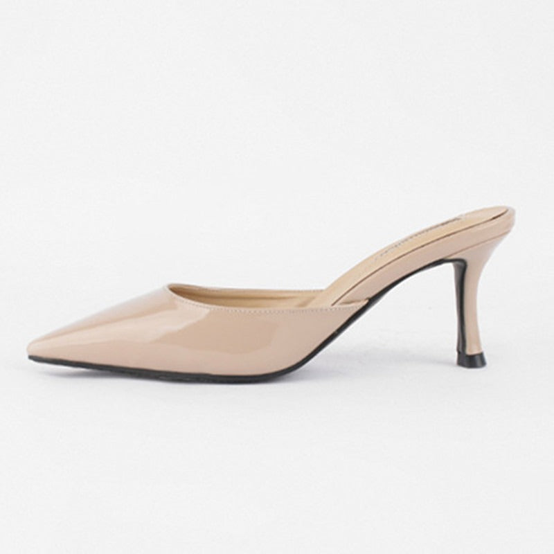 Baotou half slippers women's outer shoes pointed toe high heels