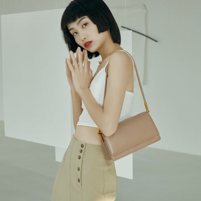Leather women's bag temperament trend armpit bag retro shoulder handbag fashion simple organ bag