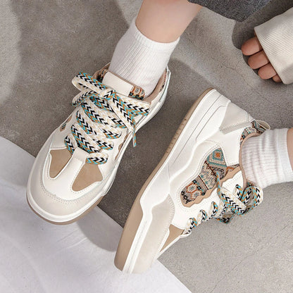 Fashion Women's Shoes Spring Casual Thick Sole Designer Sneakers Girls Breathable Lace-up Colorful Ladies Shoes Women Sneakers