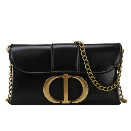 New Retro Metal Buckle Temperament Women's Bag Single Shoulder Crossbody Bag Metal Chain Small Square Bag