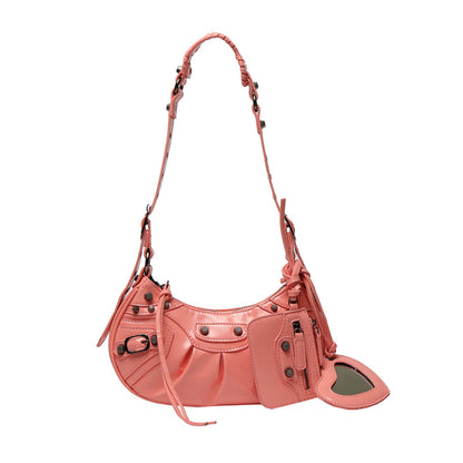 New Heavy Industry Rivet Motorcycle Bag 3 In 1 Crescent Bag With The Same Armpit Bag Shoulder Messenger Bag