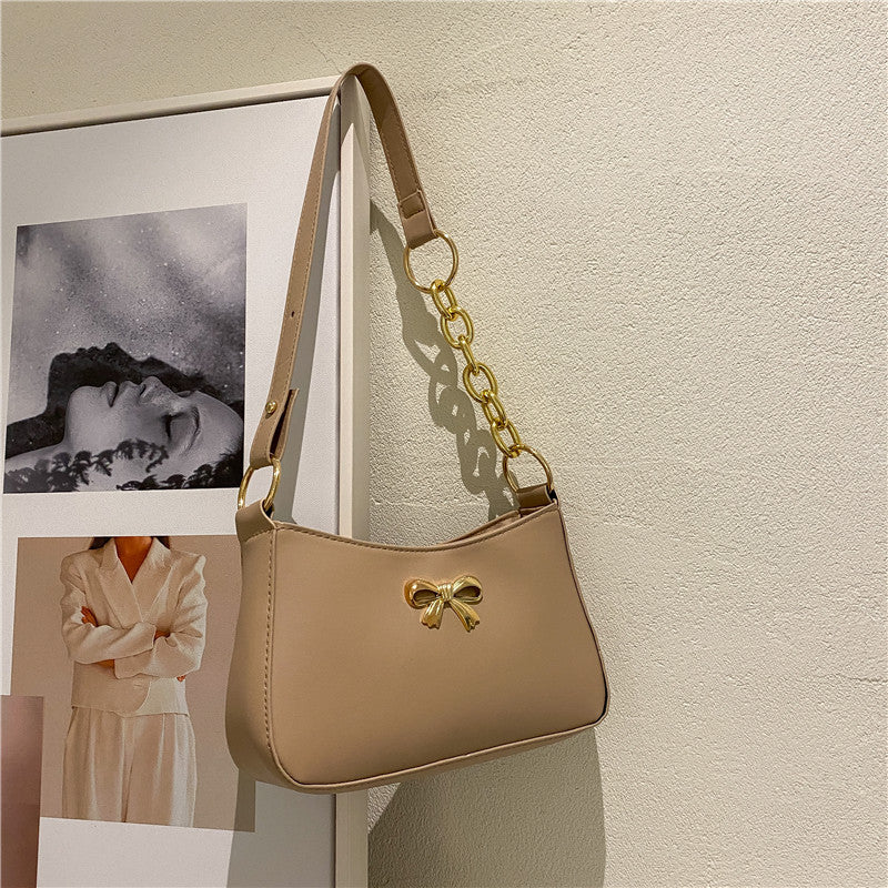 Texture Ladies Messenger Bag Women's New Trendy Bow Girl Small Square Bag Western Style Shoulder Bag