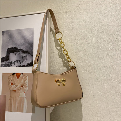 Texture Ladies Messenger Bag Women's New Trendy Bow Girl Small Square Bag Western Style Shoulder Bag