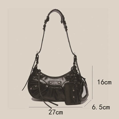 New Heavy Industry Rivet Motorcycle Bag 3 In 1 Crescent Bag With The Same Armpit Bag Shoulder Messenger Bag