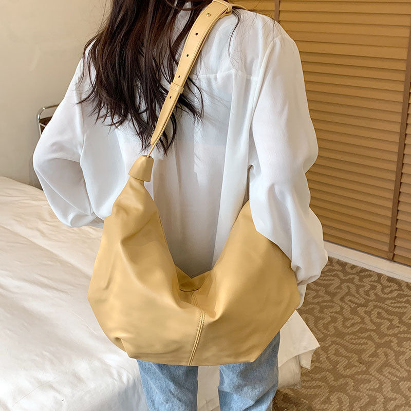 Retro Trend Shoulder Bag Simple Large Bag Soft Leather Underarm Tote Bag Women's Bag