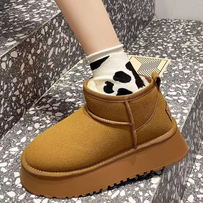 Thick soled snow boots for women, new winter women's shoes, cotton shoes, women's plush, thickened warmth, casual bread, cotton