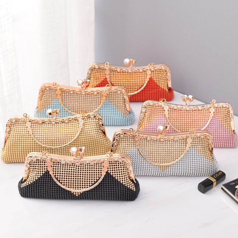 Water Diamond Dinner Bag Celebrity Handheld Bag Fashion Diagonal Straddle Bag New Versatile Evening Dress Bag Girl